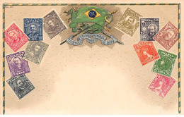 Brésil - N°78981 - Drapeaux Et Timbres - Carte Gaufrée Avec Bel Affranchissement - Altri