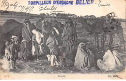 Algérie - N°79609 - Gourbi - Carte Avec Un Cachet De Bateau "Torpilleur D'Escadre Bélier" - Autres & Non Classés