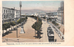 Chili - N°79118 - VALPARAISO - Avenida Brasil Con Carros Electricos Antes ... - Carte Avec Un Bel Affranchissement - Chili