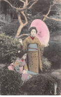 CHINE - SAN36378 - Cachet Tientsin - En L'état - Carte Japonaise - Geishas Avec Une Ombrelle - Cina