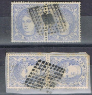 Dos Parejas ALEGORIA España  1870, Marcas Rombo Puntos Con Rombo Y Parrilla  De Rombos , Num 107 º - Used Stamps