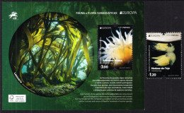 Portugal - Azores - 2024 - Europa CEPT - Underwater Fauna And Flora - Mint Stamp + Souvenir Sheet - Açores