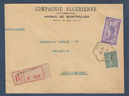 Hérault  -  Enveloppe Recommandée  Cachet Hexagonal MONTPELLIER C - 1921-1960: Modern Period