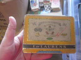 Old Tin Box ED Laurens Laurens Gelb Manugacture Cigarettes Eguptiennes 50 Cigaretten 11x15x2 Cm - Boites à Tabac Vides