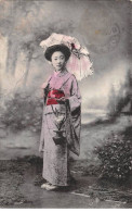 Japon - N°84602 - Jeune Femme En Kimono Portant Un Pot Avec Une Fleur, Et Une Ombrelle - Carte Vendue En L'état - Other & Unclassified