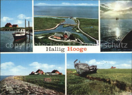72508989 Hallig Hooge Bootsanleger Abendsonne Schiffswrack Fliegeraufnahme Hooge - Autres & Non Classés