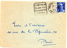 HISTOIRE = 87 ORADOUR Sur GLANE 1953 = FLAMME DAGUIN = 10 JUIN 1944 / SOUVIENS TOI REMEMBER Sur DEVANT D' ENVELOPPE - Mechanical Postmarks (Advertisement)