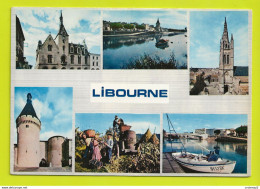 33 LIBOURNE Multivues N°20 L'Hôtel De Ville Les Quais De L'Isle L'Eglise Vendanges Pont De Fronsac VOIR DOS - Libourne