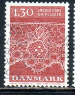 DANEMARK DANMARK DENMARK DANIMARCA 1980 TONDER LACE PATTERNS PATTERN NORTH SCHLESWIG 1.30k USED USATO OBLITERE - Used Stamps