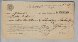CH Heimat BE Tavannes 1886-02-24 Récépissé (Aufgabeschein) Fr. 213.60 - Storia Postale