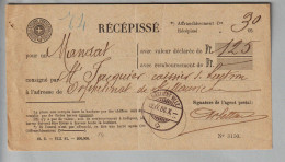 CH Heimat VS Martigny Ville 1888-04-12 Aufgabeschein Fr. 125.-- - Brieven En Documenten