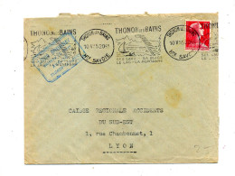 Lettre Flamme Thonon Les Bains Lac Montagne Sur Muller - Mechanical Postmarks (Advertisement)