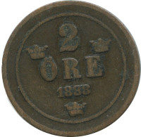 2 ORE 1888 SCHWEDEN SWEDEN Münze #AC966.2.D.A - Suède