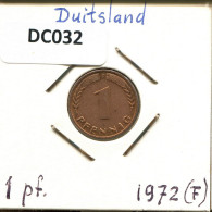 1 PFENNIG 1972 F BRD DEUTSCHLAND Münze GERMANY #DC032.D.A - 1 Pfennig