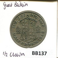 HALF CROWN 1948 UK GROßBRITANNIEN GREAT BRITAIN Münze #BB137.D.A - K. 1/2 Crown