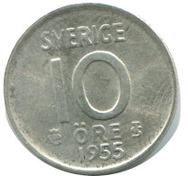 10 ORE 1955 SUÈDE SWEDEN ARGENT Pièce #AD048.2.F.A - Schweden
