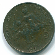 5 CENTIMES 1913 FRANCE Coin XF #FR1123.10.U.A - 5 Centimes
