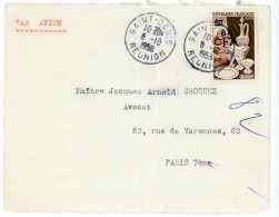 REUNION CFA DEVANT DE LETTRE AVION 1956 8FCFA / 40F PORCELAINE ST DENIS - Brieven En Documenten