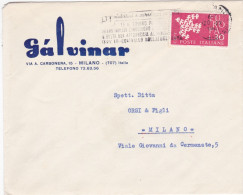 REPUBLICA - ITALIA - MILANO - GALVINAR VIAGGIATA PER MILANO - 1961 - Autres & Non Classés