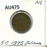 5 CENTS 1975 NEERLANDÉS NETHERLANDS Moneda #AU475.E.A - 1948-1980 : Juliana