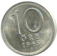 10 ORE 1945 SWEDEN SILVER Coin #AD032.2.U.A - Zweden