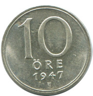 10 ORE 1947 SUECIA SWEDEN PLATA Moneda #AD046.2.E.A - Svezia