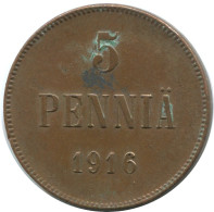 5 PENNIA 1916 FINLANDIA FINLAND Moneda RUSIA RUSSIA EMPIRE #AB184.5.E.A - Finlandia