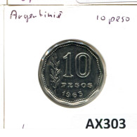 10 PESOS 1963 ARGENTINA Coin #AX303.U.A - Argentine