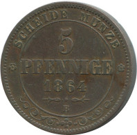 SAXONY 5 PFENNIG 1864 B Dresden Mint German States #DE10587.16.D.A - Other & Unclassified
