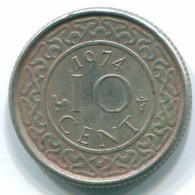 10 CENTS 1974 SURINAME Netherlands Nickel Colonial Coin #S13283.U.A - Suriname 1975 - ...