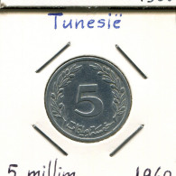 5 MILLIMES 1960 TÚNEZ TUNISIA Moneda #AP816.2.E.A - Túnez