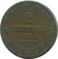 SAXONY 2 PFENNIG 1864 B Hannover Mint German States #DE10640.16.U.A - Otros & Sin Clasificación