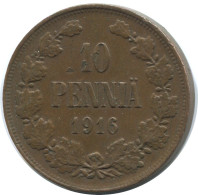 10 PENNIA 1916 FINLAND Coin RUSSIA EMPIRE #AB128.5.U.A - Finlandia
