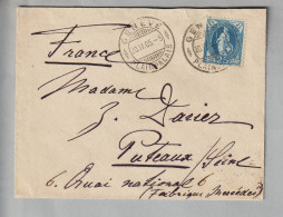 CH Heimat GE Genève Plainpalais 1905-04-20 Brief Nach Puthaux (Seine) Mit 25Rp. Stehende Helvetia SBK#73D - Cartas & Documentos