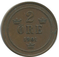 2 ORE 1901 SUÈDE SWEDEN Pièce #AC998.2.F.A - Suède
