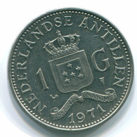 1 GULDEN 1971 NETHERLANDS ANTILLES Nickel Colonial Coin #S11996.U.A - Niederländische Antillen