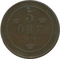 5 ORE 1874 SUECIA SWEDEN Moneda #AC577.2.E.A - Suède