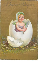 Illustrator - E. Colombo -  Girl, Mirror, Easter Egg, Fille, Miroir, Oeuf De Pâques, Ragazza, Specchio, Uovo Di Pasqua - Colombo, E.