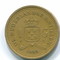 1 GULDEN 1990 ANTILLAS NEERLANDESAS Aureate Steel Colonial Moneda #S12115.E.A - Niederländische Antillen