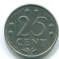 25 CENTS 1975 NETHERLANDS ANTILLES Nickel Colonial Coin #S11605.U.A - Nederlandse Antillen
