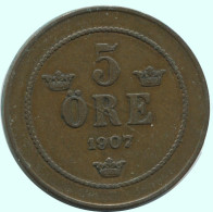 5 ORE 1907 SUECIA SWEDEN Moneda #AC686.2.E.A - Svezia