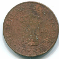 1 CENT 1920 INDIAS ORIENTALES DE LOS PAÍSES BAJOS INDONESIA Copper #S10085.E.A - Indes Neerlandesas
