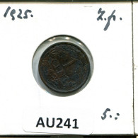 1 CENT 1925 NETHERLANDS Coin #AU241.U.A - 1 Centavos