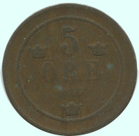 5 ORE 1877 SWEDEN Coin #AC585.2.U.A - Svezia