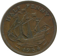 HALF PENNY 1954 UK GRANDE-BRETAGNE GREAT BRITAIN Pièce #AG829.1.F.A - C. 1/2 Penny