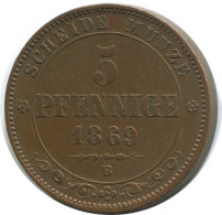 SAXONY 5 PFENNIG 1869 B Dresden Mint German States #DE10522.12.F.A - Autres & Non Classés
