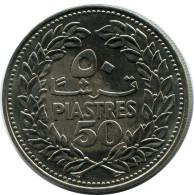 50 PIASTRES 1969 LIRANESA LEBANON Moneda #AH804.E.A - Líbano