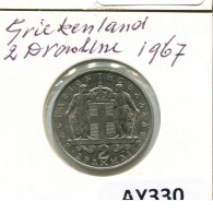 2 DRACHMES 1967 GRÈCE GREECE Pièce #AY330.F.A - Griechenland