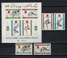 Afghanistan 1964 Olympic Games Tokyo, Wrestling, Football Soccer, Athletics Set Of 4 + S/s MNH - Zomer 1964: Tokyo