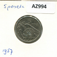 5 PESETAS 1957 ESPAÑA Moneda SPAIN #AZ994.E.A - 5 Pesetas